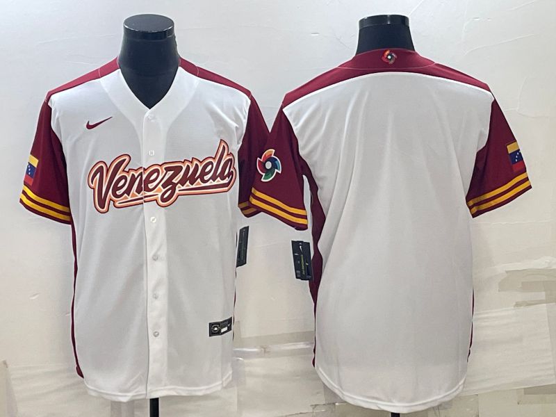 Men 2023 World Cub Venezuela Blank White Nike MLB Jersey5